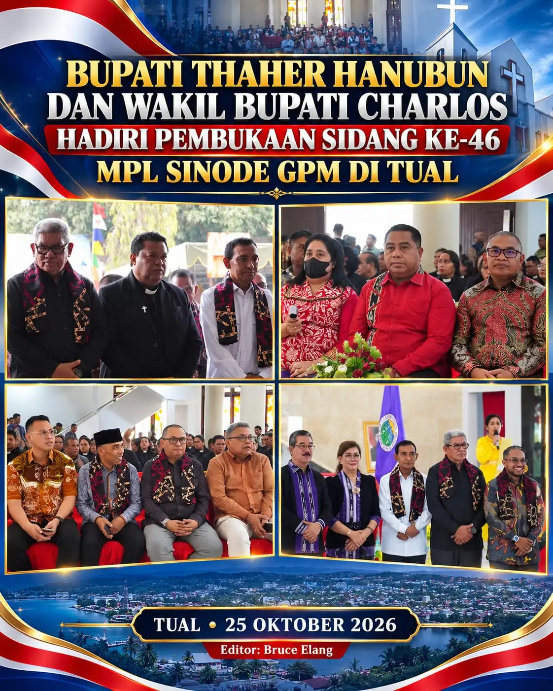 BUPATI THAHER HANUBUN DAN WAKIL BUPATI CHARLOS HADIRI PEMBUKAAN SIDANG KE-46 MPL SINODE GPM DI TUAL