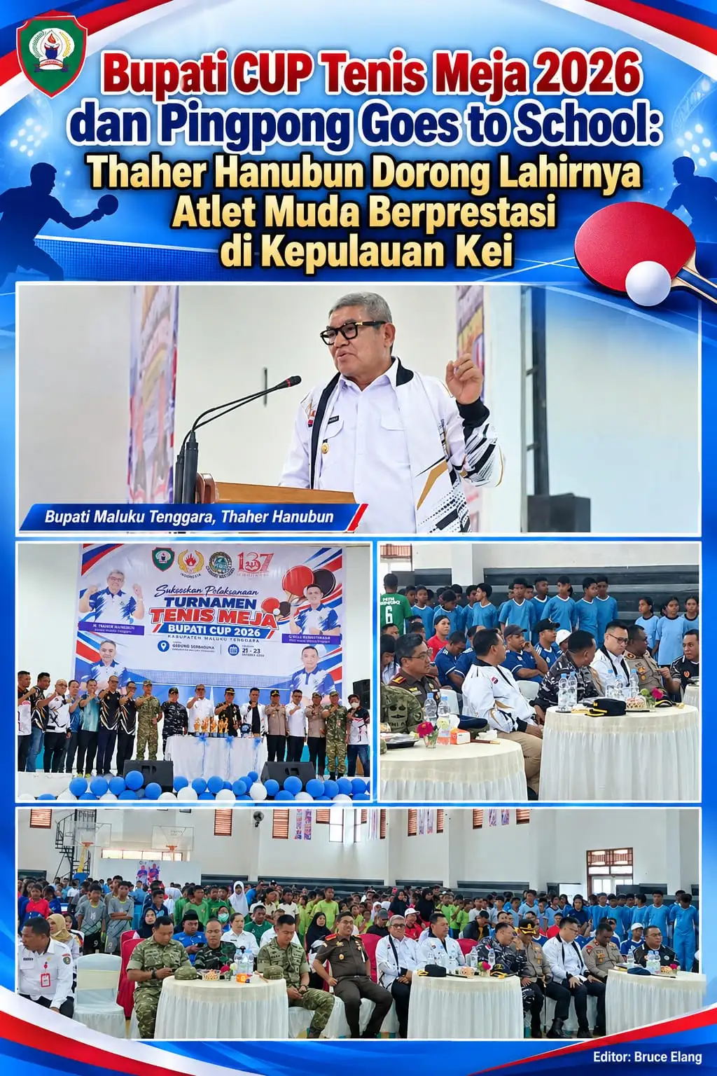 Bupati CUP Tenis Meja 2026 dan Pingpong Goes to School: Thaher Hanubun Dorong Lahirnya Atlet Muda Berprestasi di Kepulauan Kei