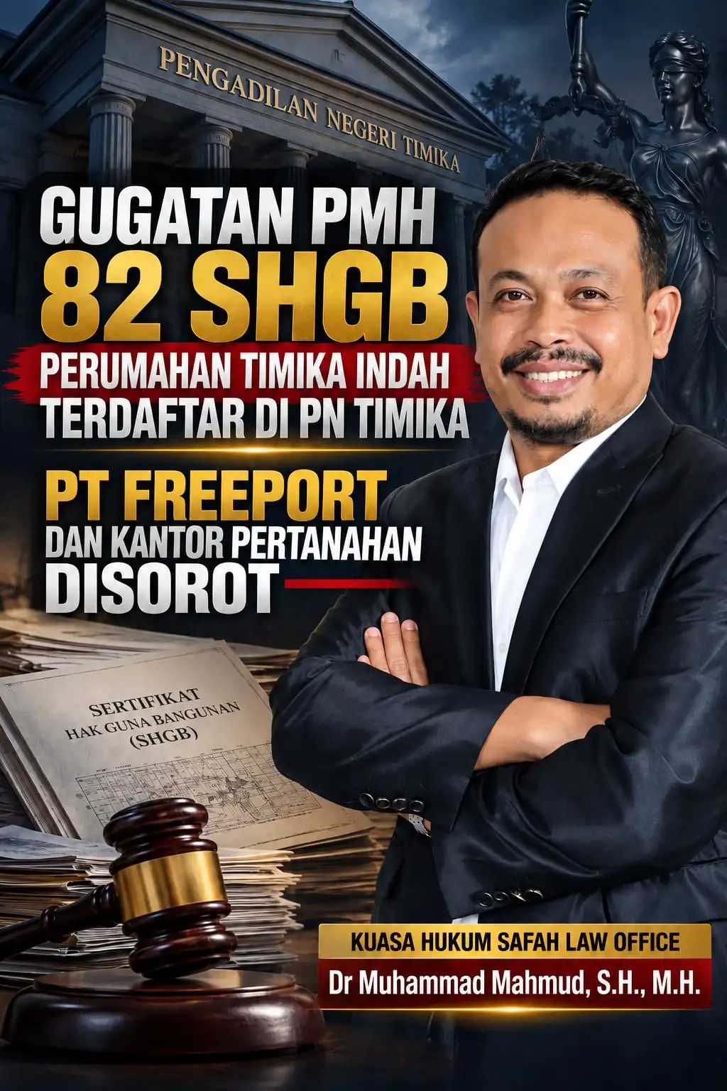Gugatan PMH 82 SHGB Perumahan Timika Indah Terdaftar di PN Timika, PT Freeport dan Kantor Pertanahan Disorot.