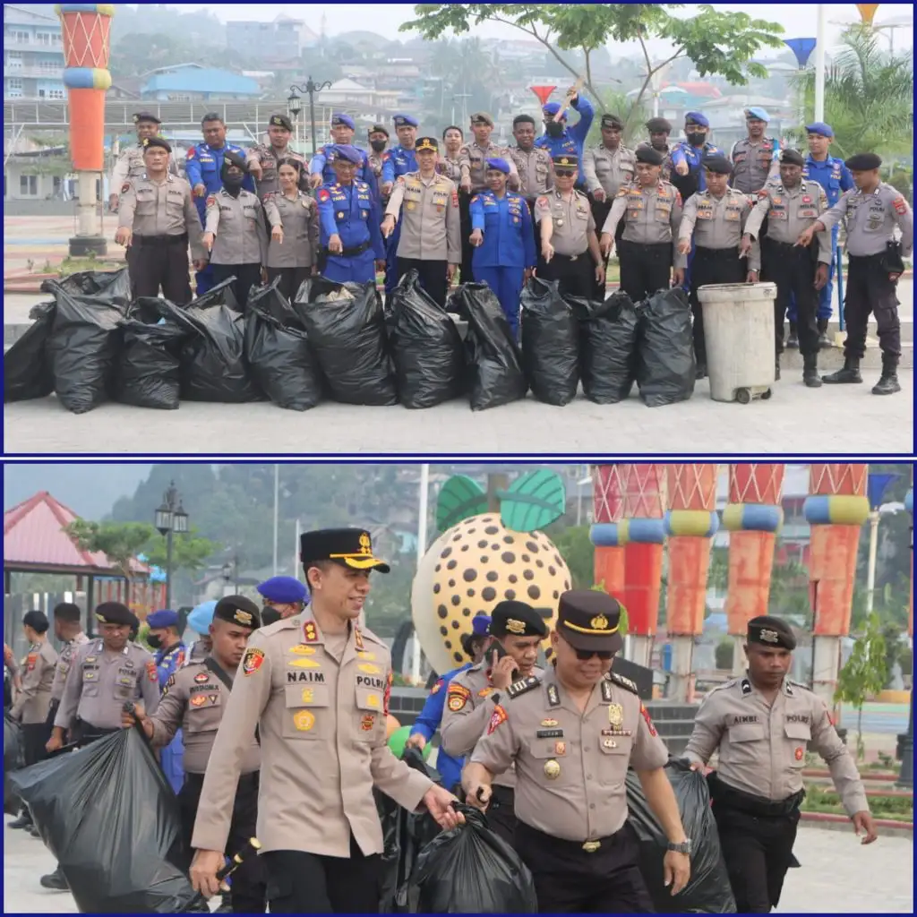 Dari Taman hingga Laut, Kapolres Fakfak Turun Tangan Bersihkan Sampah lewat Green Policing