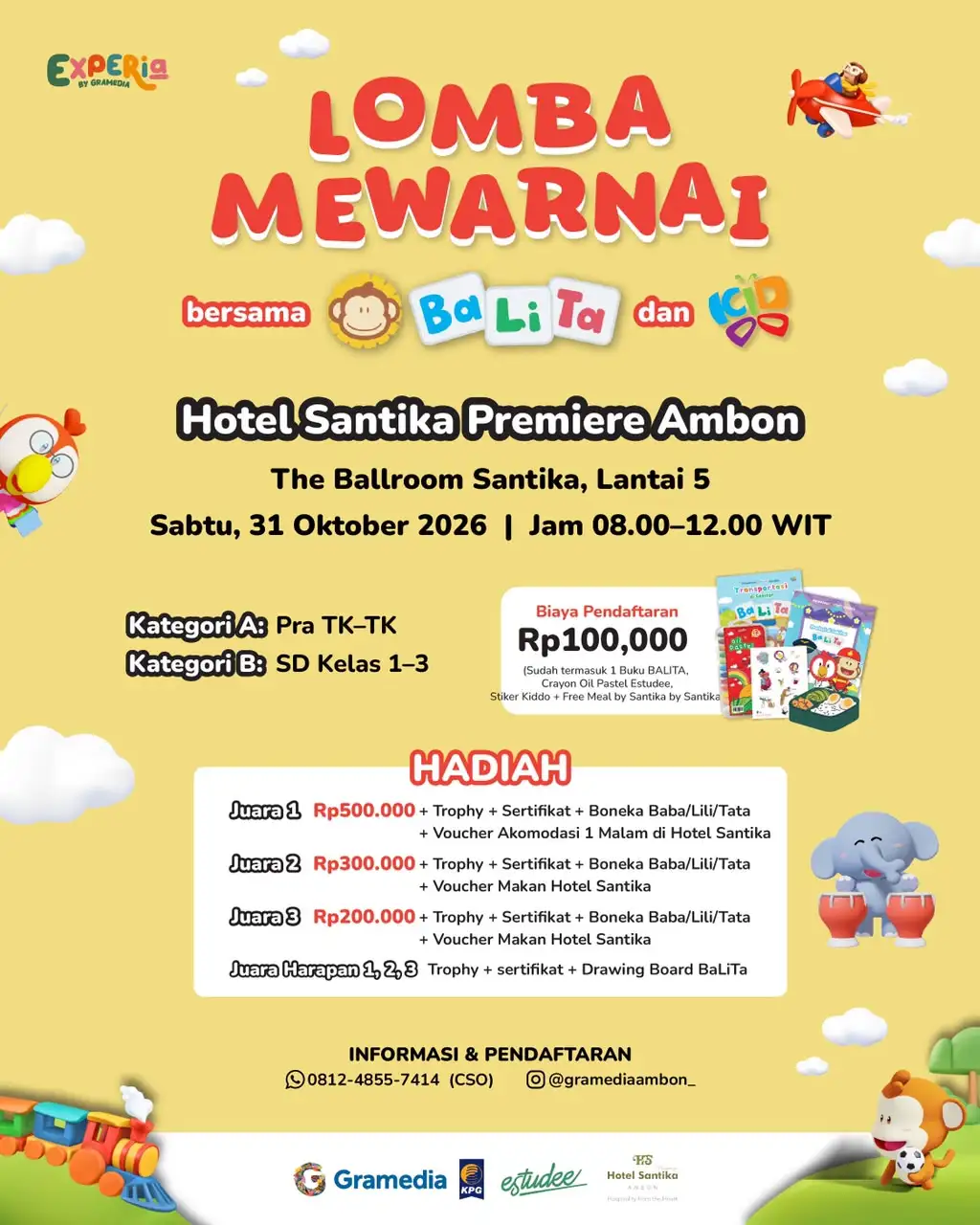 HOTEL SANTIKA PREMIERE AMBON DAN GRAMEDIA HADIRKAN LOMBA MEWARNAI UNTUK DORONG KREATIVITAS ANAK