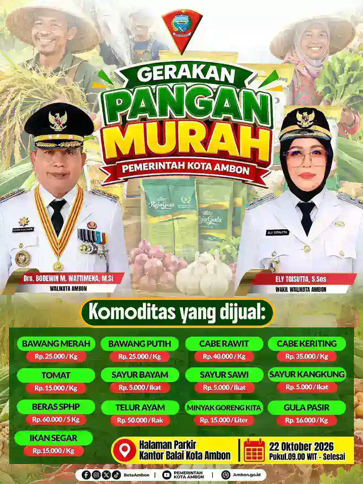 Peringati Hari Pangan Sedunia dan Jaga Stabilitas Harga, Pemkot Ambon Gelar GPM