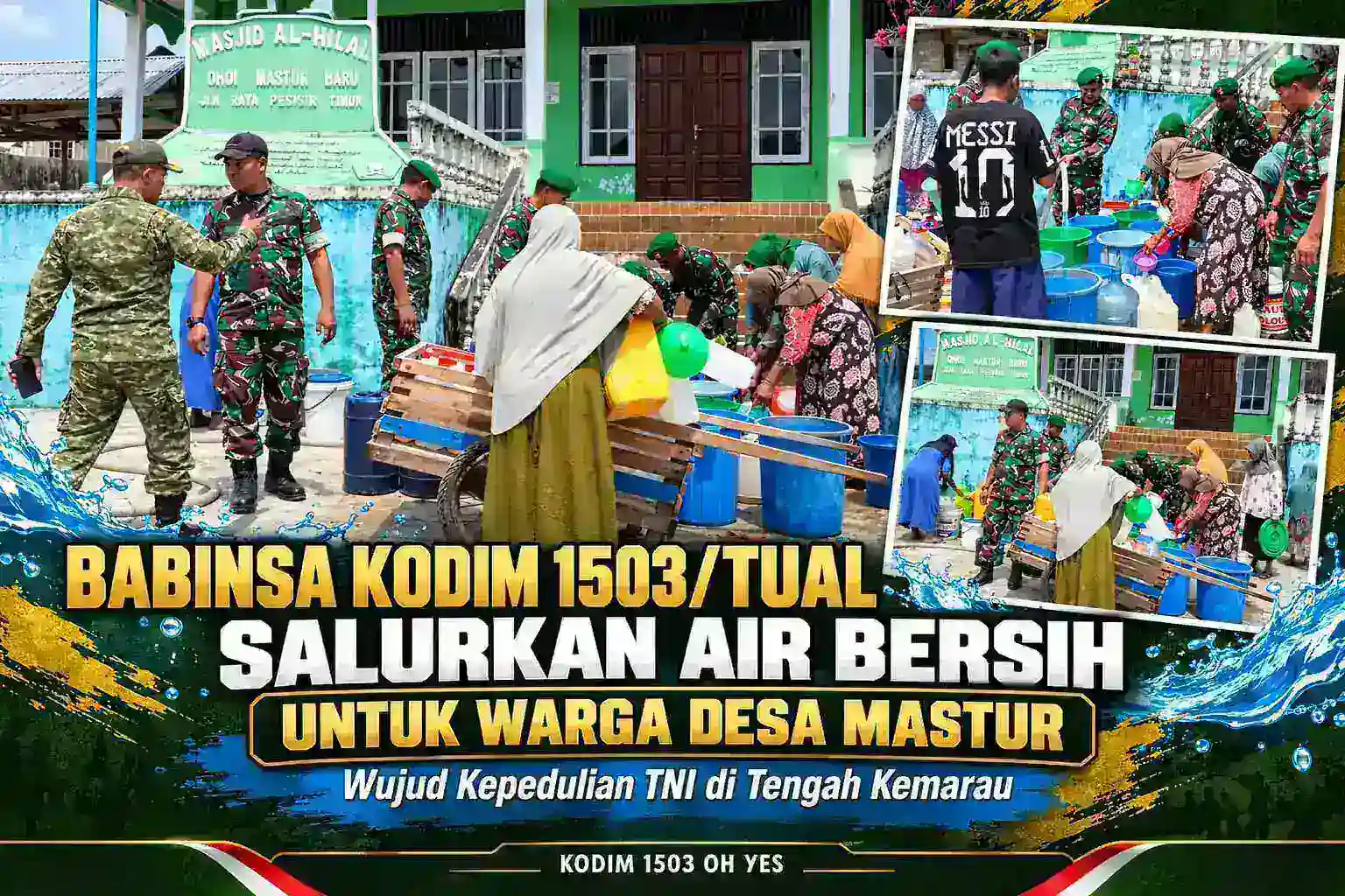 Babinsa Kodim 1503/Tual Salurkan Air Bersih untuk Warga Desa Mastur, Wujud Kepedulian TNI di Tengah Kemarau